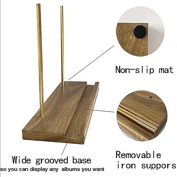 Brand New Vinyl Record Stand Now Playing Record Holder Premium Wood & Iron - Picture 3 of 7
